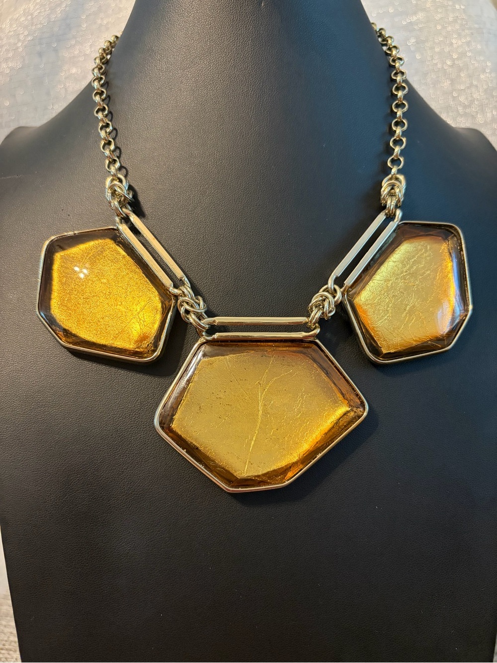 Chico’s Gold Geometric Statement Necklace - Unbranded